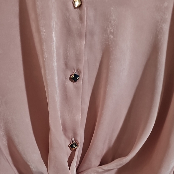 Express Women's Blush Button-Up Blouse - Picture 3 of 9